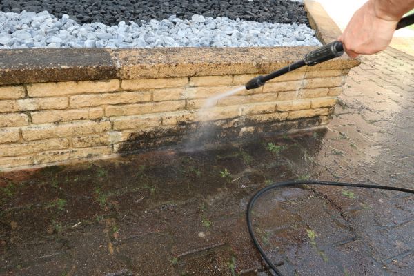Retaining Wall Power Washing in Bryan